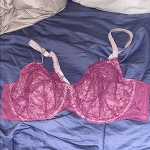 Pink lace bra